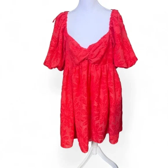 Future Collective red lace babydoll dress with tie back detail. Size: XXL - Picture 2 of 8